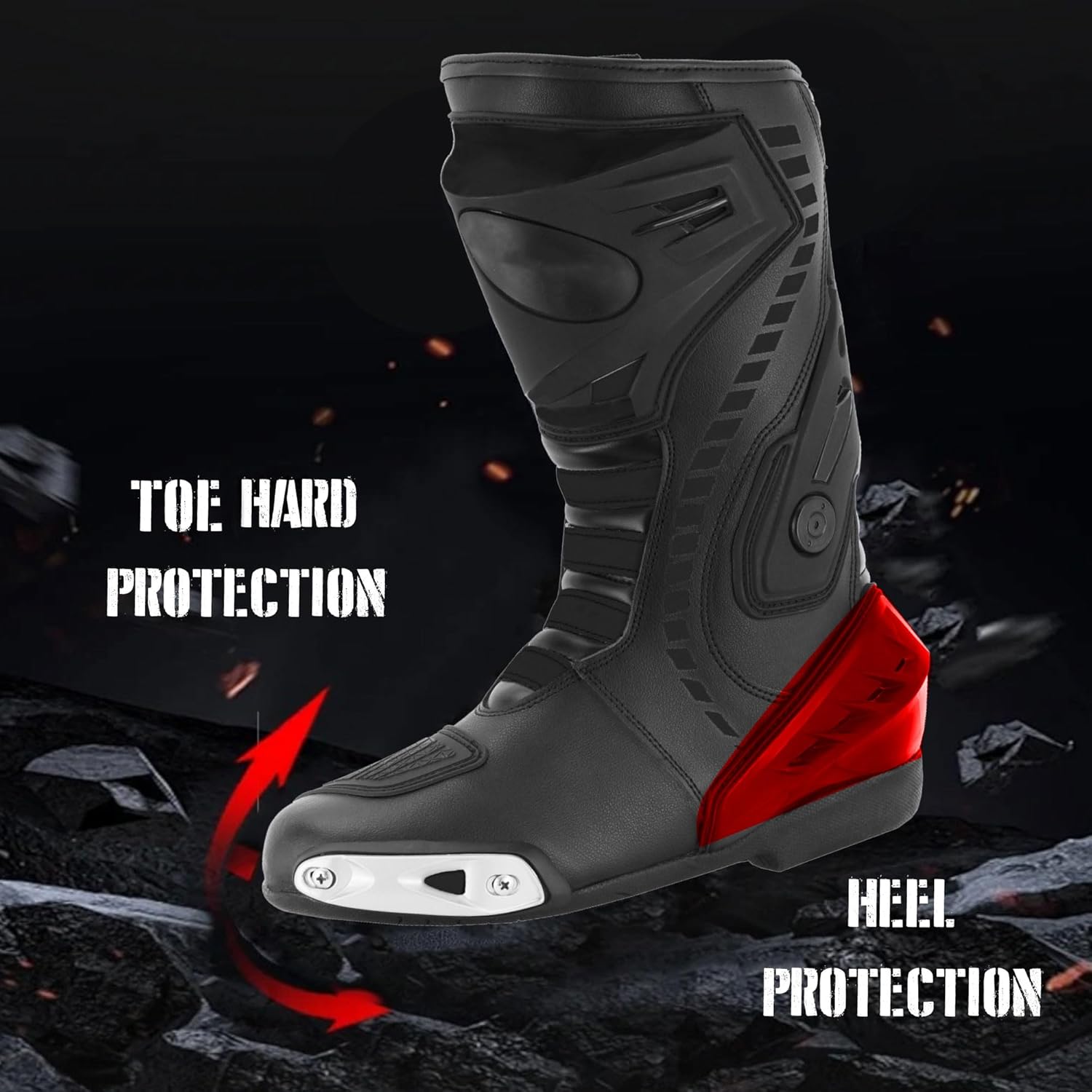 Men's Motorcycle Shoes Ankle Motorbike Waterproof Leather Racing Boots Non-Slip Sole Motorcross Long Shoes Waterproof