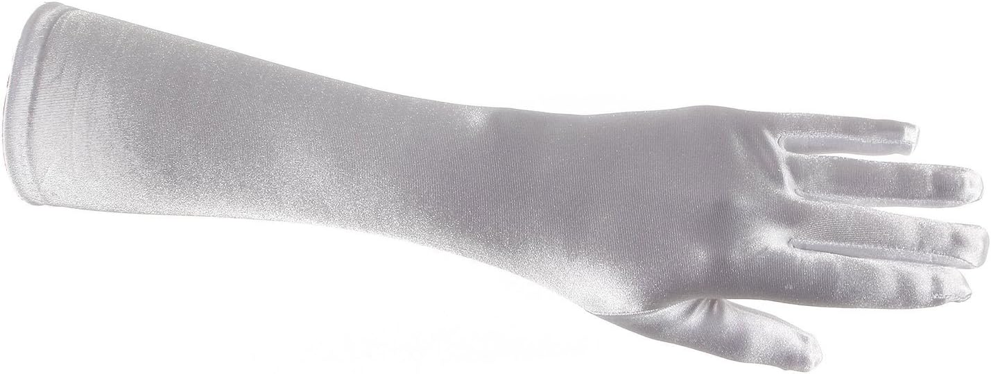 Girls Long Satin Formal Gloves - Bridal Flower Girl or Pageant - White Medium
