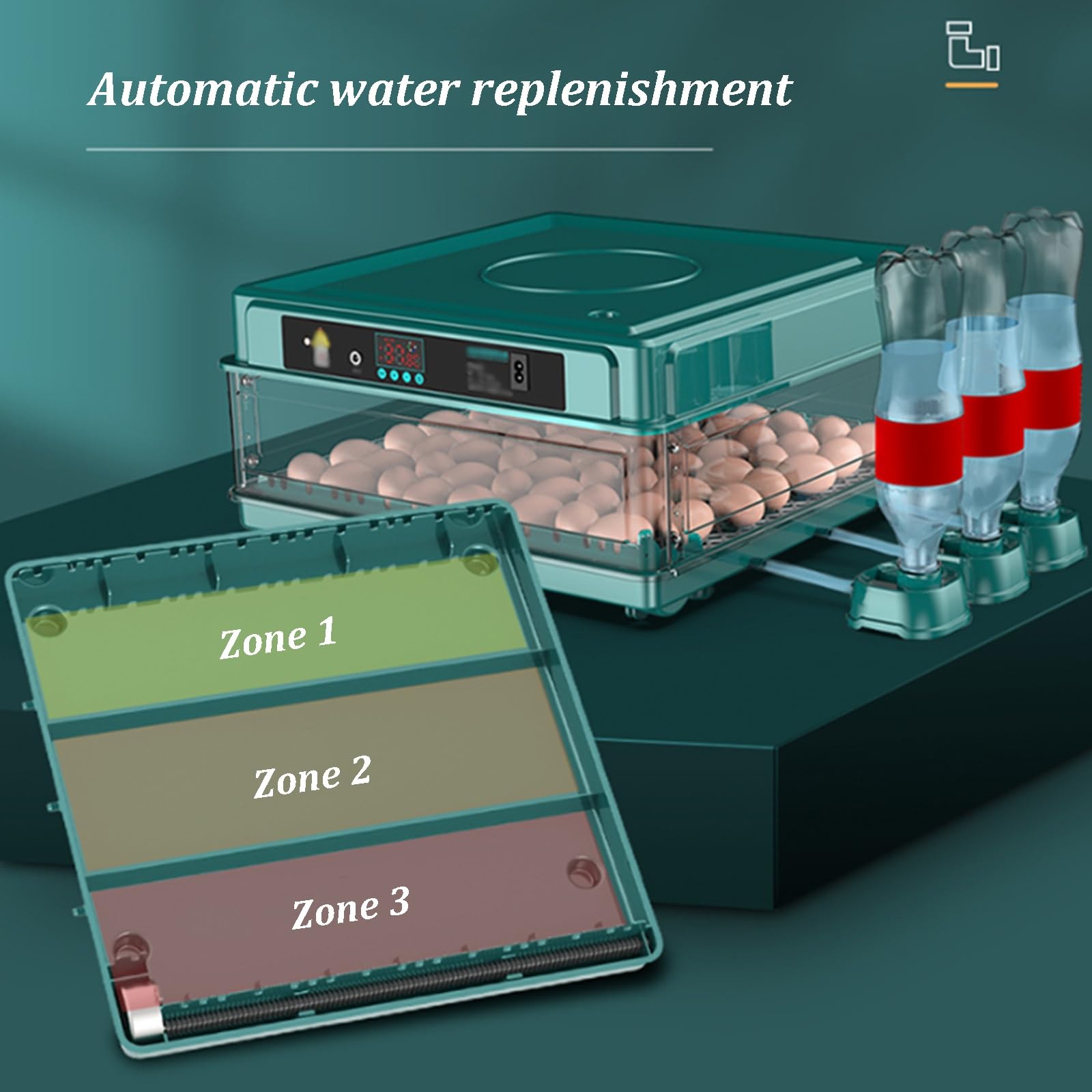 Incubatrici per Uova da Cova, Incubatrice per Uova con Indicatore di umidità, Specchiatore per Uova, Girauova Automatico, Incubatrice Automatica per Uova da Cova(9eggs)