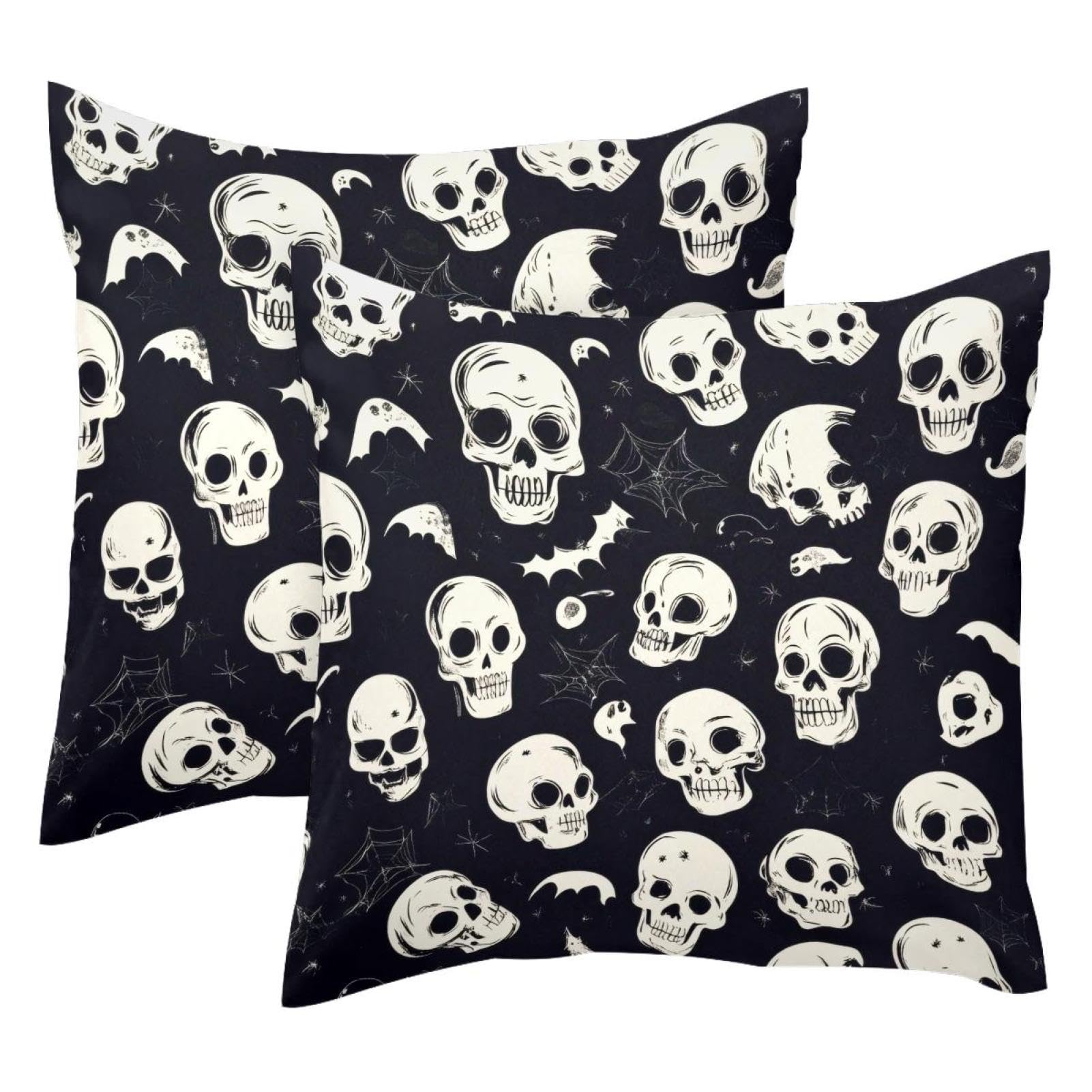 Housse de coussin velours motif crâne 50x50 cm pour relooker un canapé terne