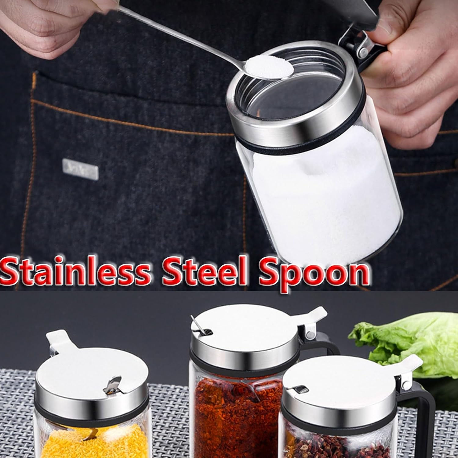Clear Spice Box, Spice Jars With Shaker Lids And Spoon, For Crafts, Spices, Storage, And More, BPA Free (Color : 4 pack, Size : 3.0 * 3.0 * 4.1inch)