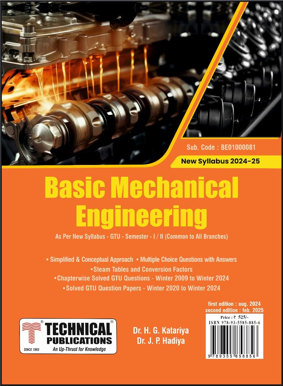 Basic Mechanical Engineering for GTU 24 Course (I/II- COMMON - ) Paperback – 1 January 2024