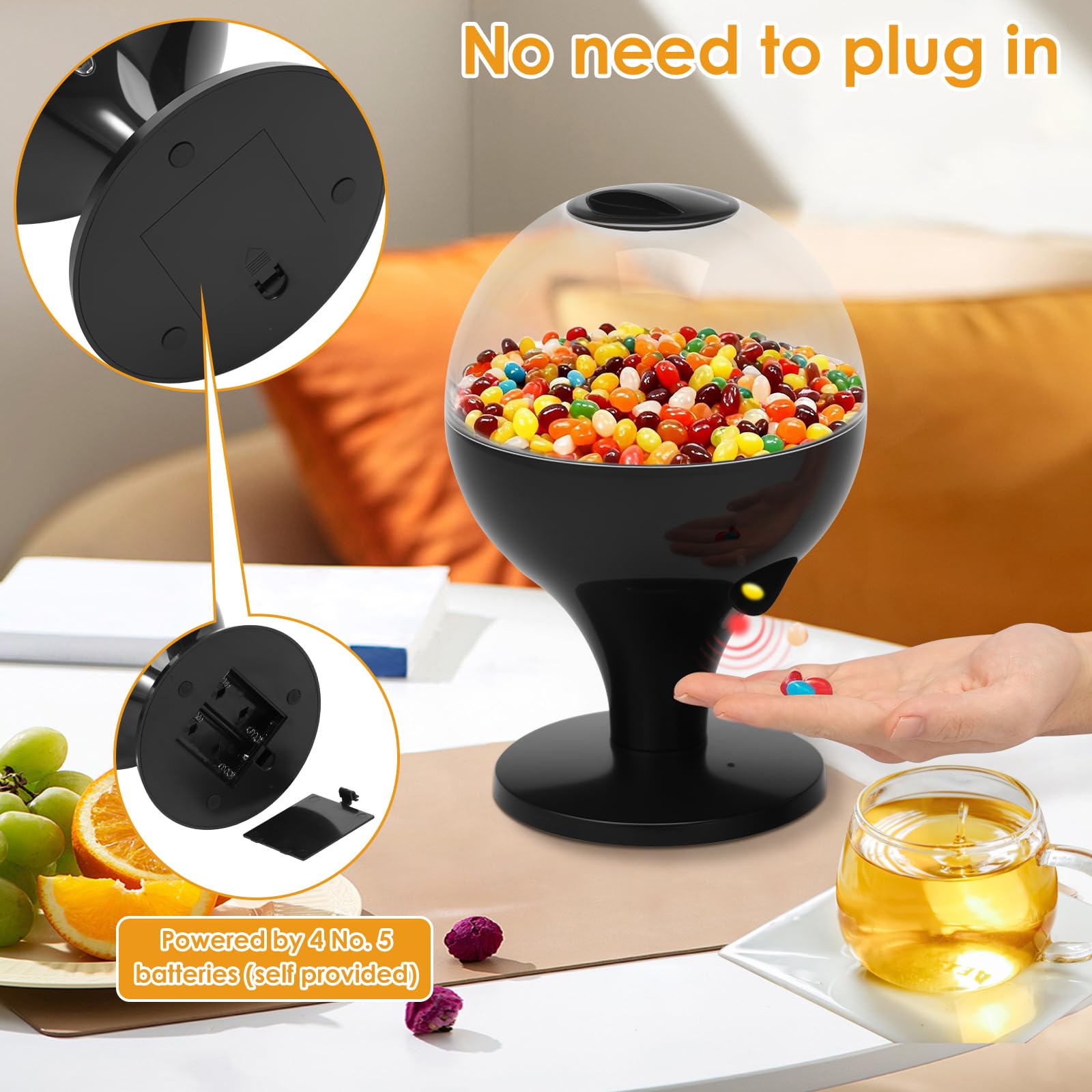 Distributeur automatique de bonbons 1 l - Machine à bonbons automatique avec capteur infrarouge - Contrôle précis pour boules en caoutchouc, oursons en gomme, noix, céréales