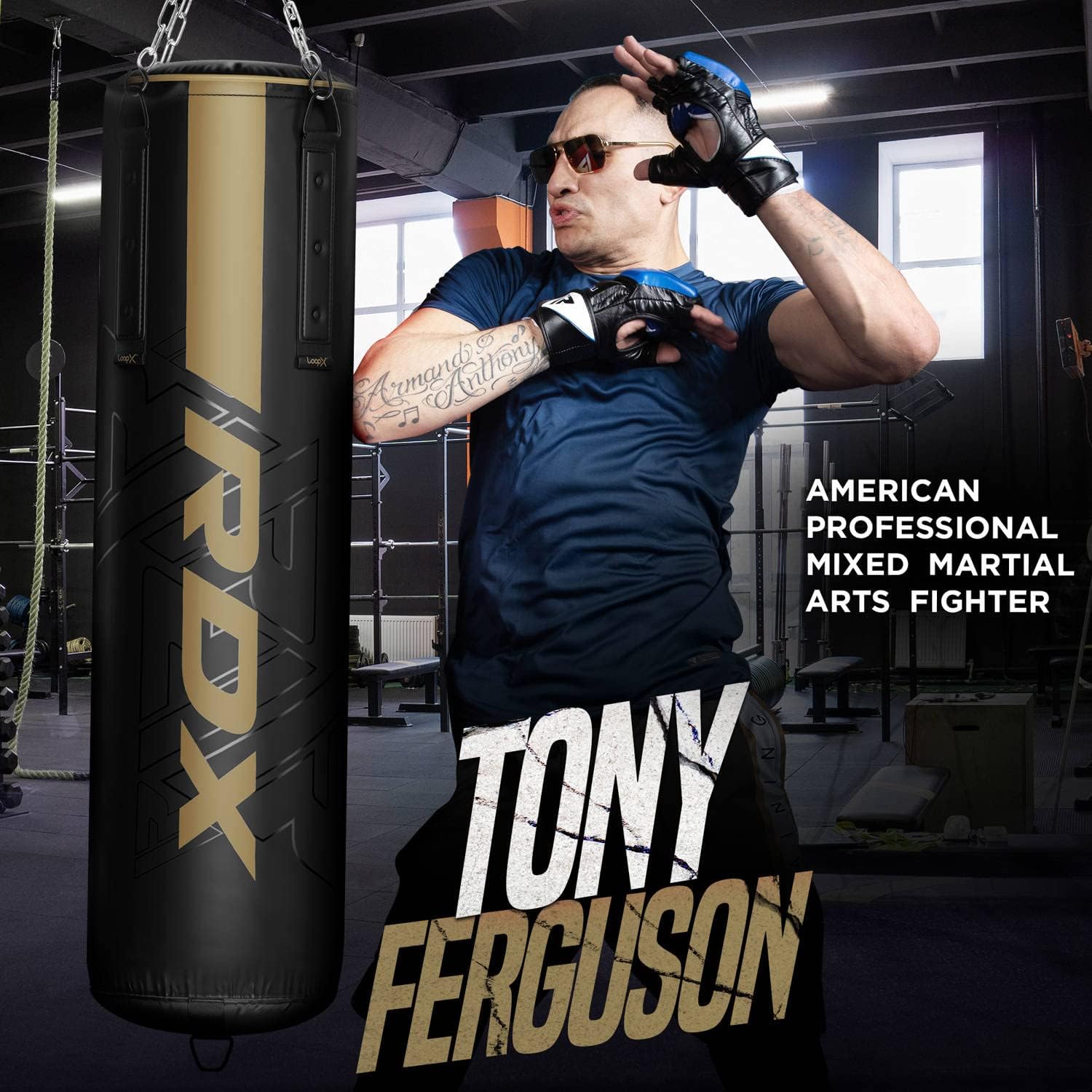 RDX Punching Bag Heavy Boxing Bag, 13pc Filled 5ft 4ft Anti Swing Kickboxing Adult Set, Maya Hide Leather, Punch Gloves Ceiling Hook Hanging Chains, MMA Muay Thai Workout Home Gym Fitness Training