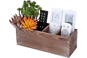 Rustic Farmhouse Remote Control Holder with 4 Compartments