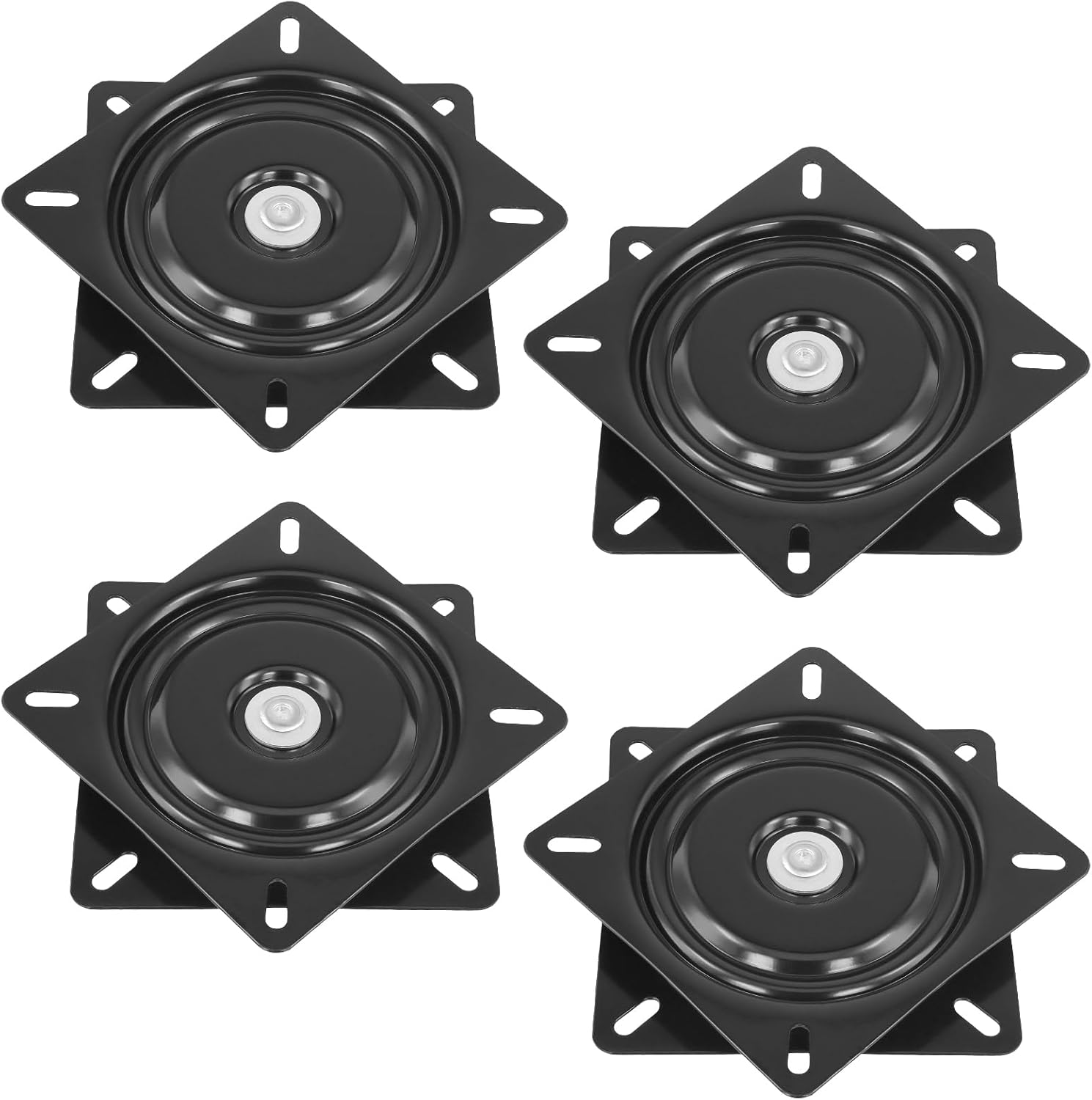 4 Pack 7 Inch Heavy Duty Bar Stool Swivel Plate, Square 360°Swivel Plate Replacement Seat Swivel Base for Recliner Chair or Furniture, Ball Bearing