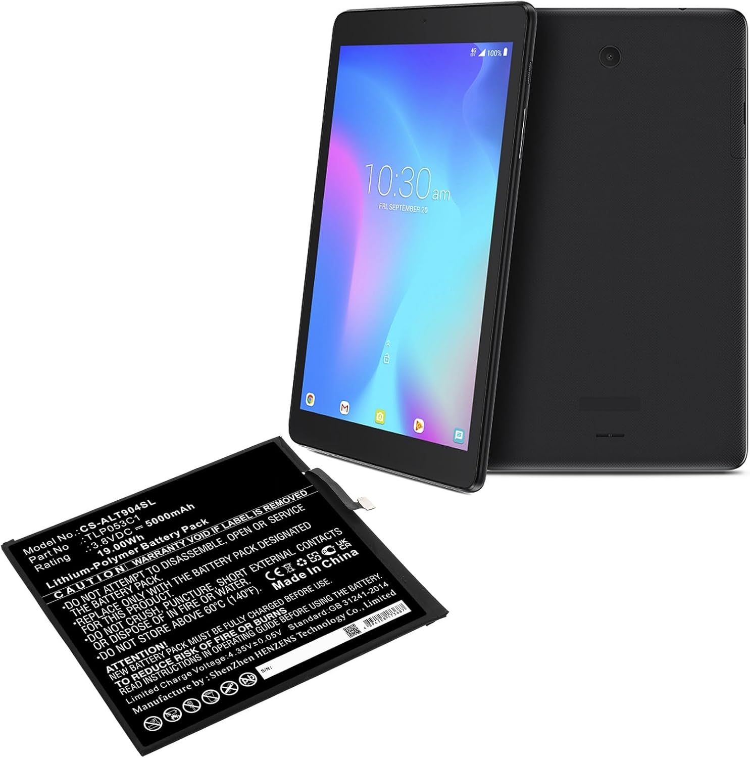 5000mAh/3.8V Replacement Battery for 9048S Tab 8 TLP053C1