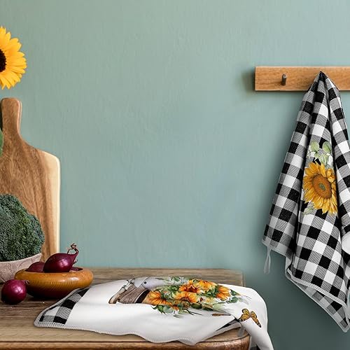 Miniatura 6 de Bencailor Juego de 6 toallas de cocina de microfibra étnica geométrica marrón africana, toallas de mano absorbentes y decorativas para platos del