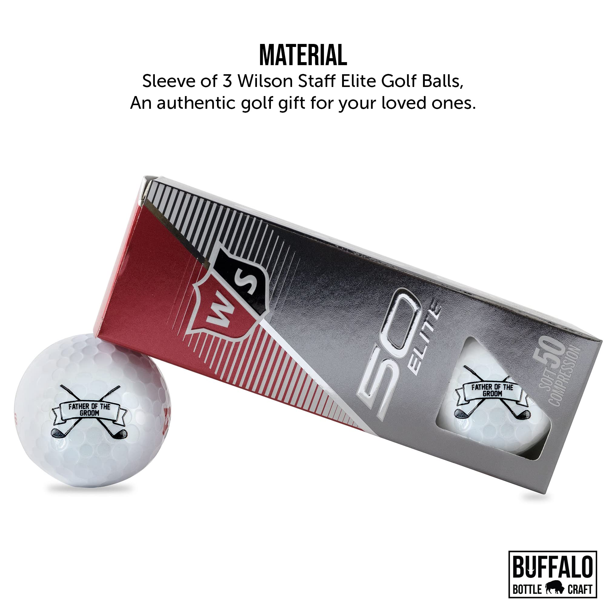 Father of The Groom Wedding Gift, Sleeve of 3 Wilson Staff Elite Golf Balls