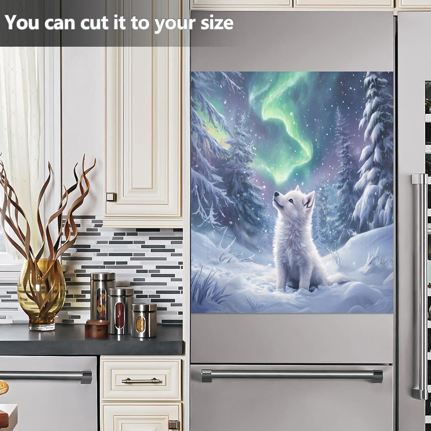 Dishwasher Magnet Cover Large Magnetic Stickers Cute Wolf Front Dishwasher Cover Reusable Decal for Home Kitchen Refrigerator Decorative Lid Washing Machine Laundry