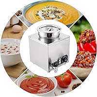 Vista 9 de Calentador de sopa eléctrico, calentador de alimentos comercial de 4.2 cuartos con grifo, olla de sopa de encimera de acero inoxidable 86-185 ℉