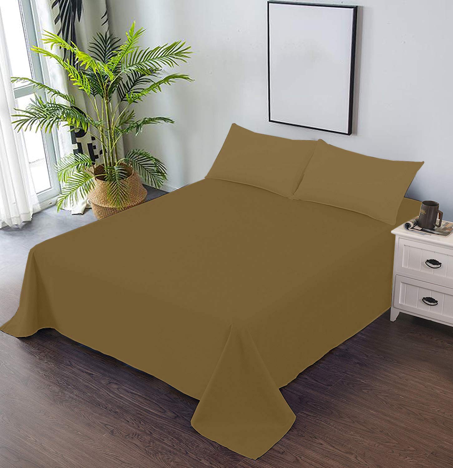 Mahaveer Cotton 400 TC Cotton Premium King Bedsheet with 2 Pillow Covers Breathable & Wrinkle Free 102X108 Inch (9X8.5 Feet) (Taupe-King) (B08KJ68HX2) Amazon Price History, Amazon Price Tracker