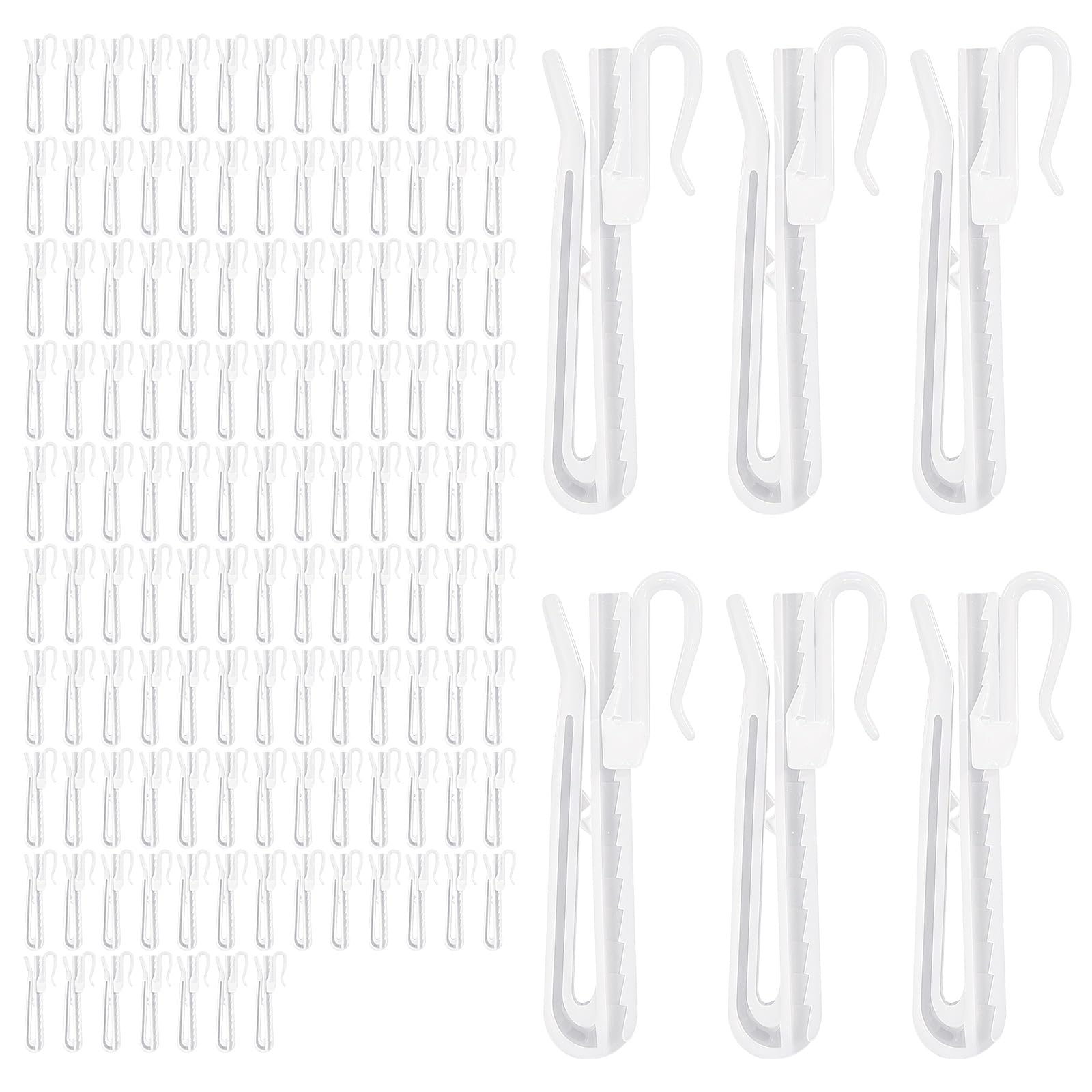 Photo 1 of 120 Pcs Adjustable Curtain Hooks Curtain Pleat Hooks Plastic Pinch Pleat Curtains Hook Clips Ratchet System Pinch Pleated Curtains Drapery Pin Hook, Not for Heavy Drapes