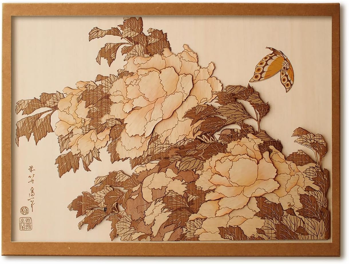 KINOWA Ukiyoe Art Kit Kiharie Peonies and Butterfly by Hokusai Made in Japan