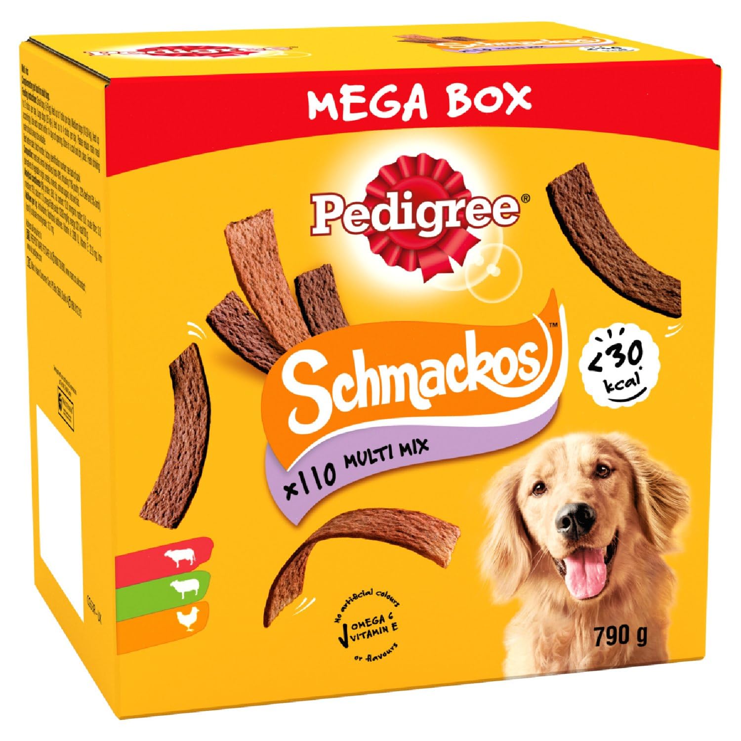 Pedigree Schmackos, Multipack snack per cani al gusto di manzo, agnello e pollame, 110 strisce, 790g in totale