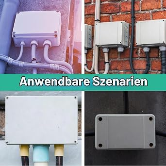 Pack of 2 Waterproof Junction Boxes 20 x 12 x 5.5 cm IP65 Surface-Mounted Junction Box Distribution Box Waterproof Terminal Box for Control Boxes Cabinets (White)