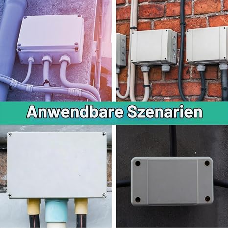 Pack of 2 Waterproof Junction Boxes 20 x 12 x 5.5 cm IP65 Surface-Mounted Junction Box Distribution Box Waterproof Terminal Box for Control Boxes Cabinets (White)