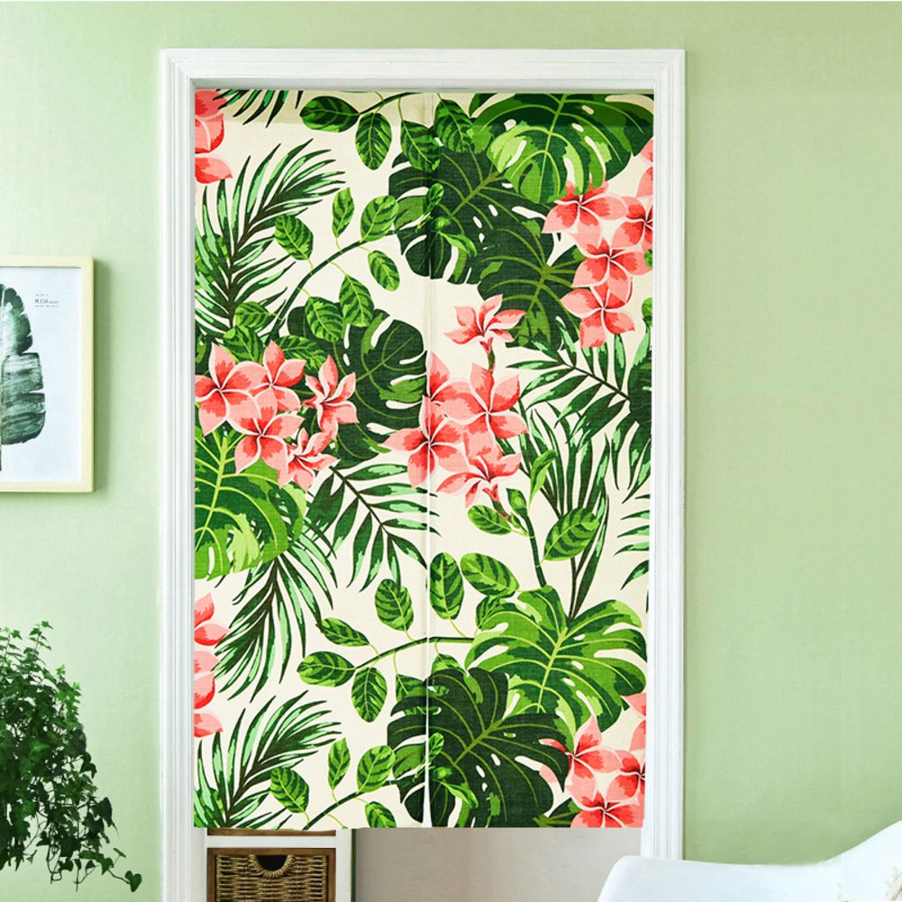 Stores de porte imprimés et cantonnières style rustique Silk Road 70x120cm
