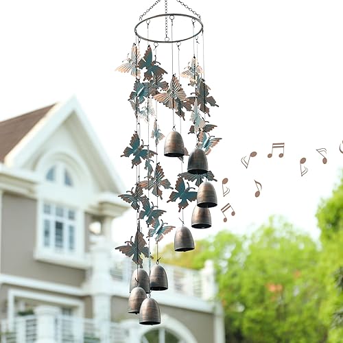 Miniatura 2 de Taman Campanilla de Viento - Campanillas de Viento de Metal con Mariposa para Exteriores, Regalo Conmemorativo de Condolencias para el Hogar,