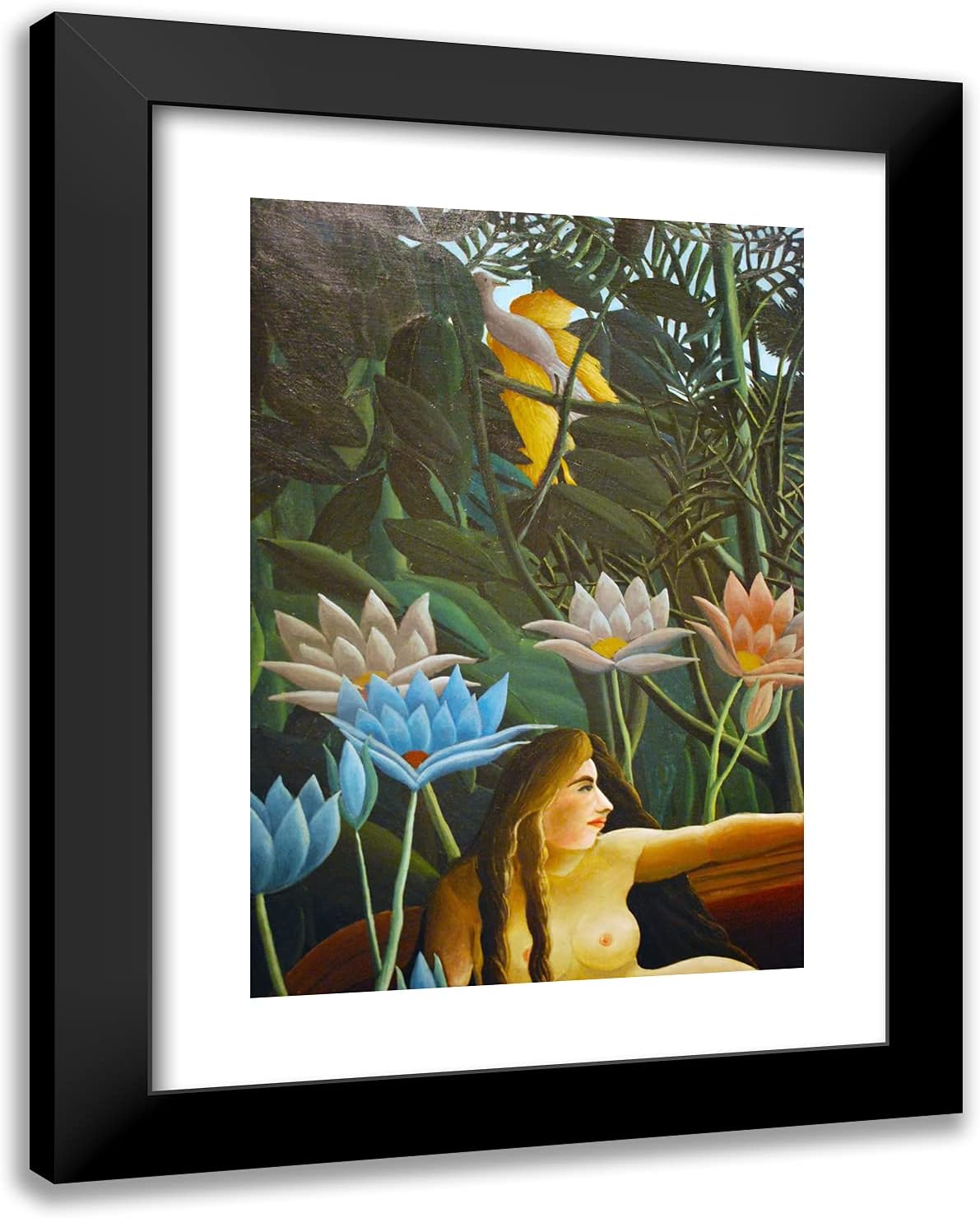 ArtDirect Rousseau, Henri 19x24 Black Ornate Framed Art Print with Double Matting Titled: The Dream, Detail lll