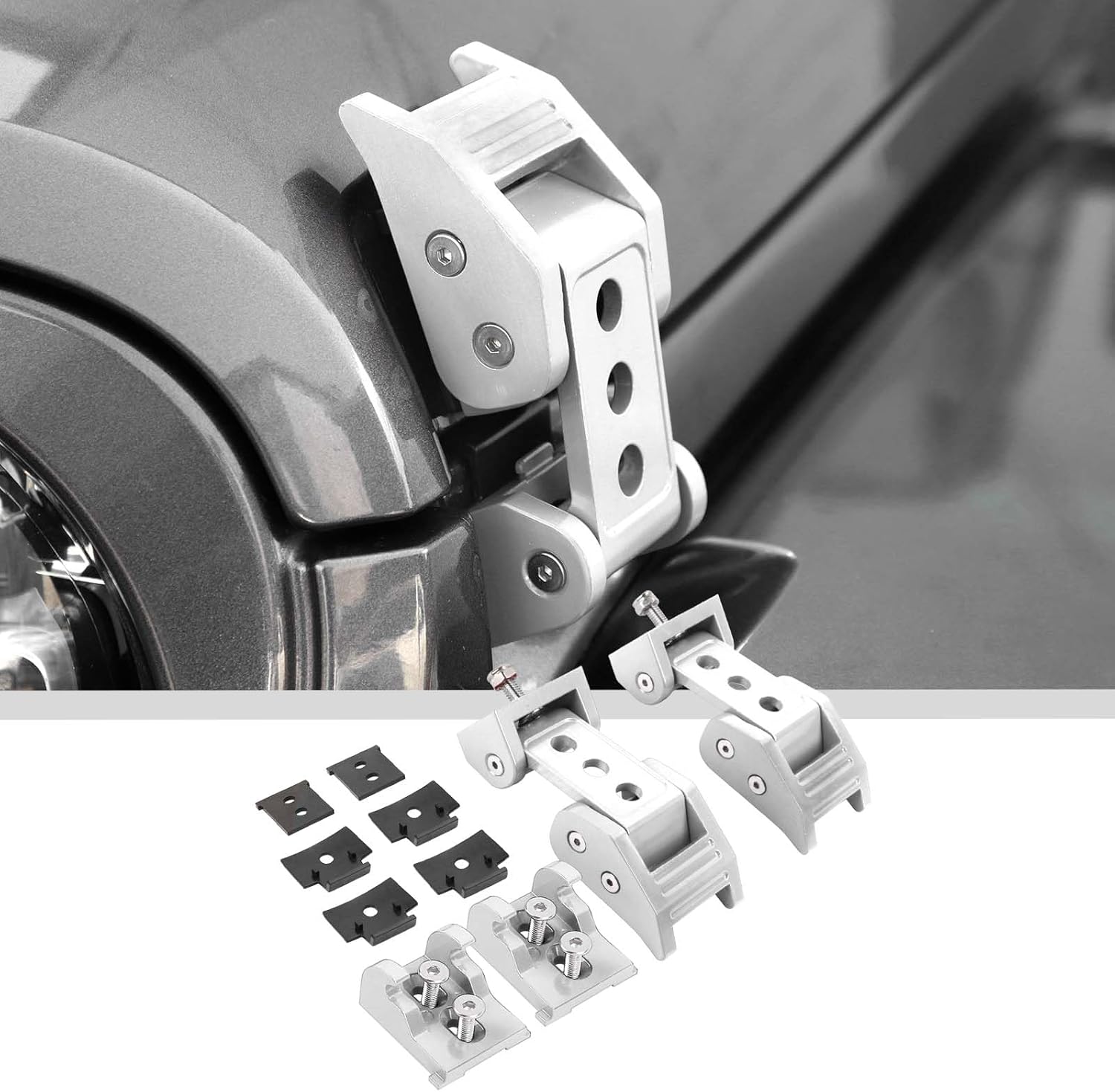 JWWY for Jeep Wrangler Hood Latches Clamp Aluminum Stainless Steel Hood Catch Fastene with Lock Kit Compatible with Jeep Wrangler JK/JKU 2007-2017,JL/JLU 2018-2025+&Gladiator JT 2020-2025+4xe White A