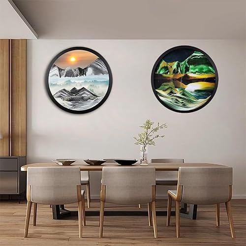 Miniatura 5 de BGFJYUK Decoración artística de arena móvil de 11.4 pulgadas, arte de arena para montar en la pared, escultura dinámica 3D de movimiento líquido,