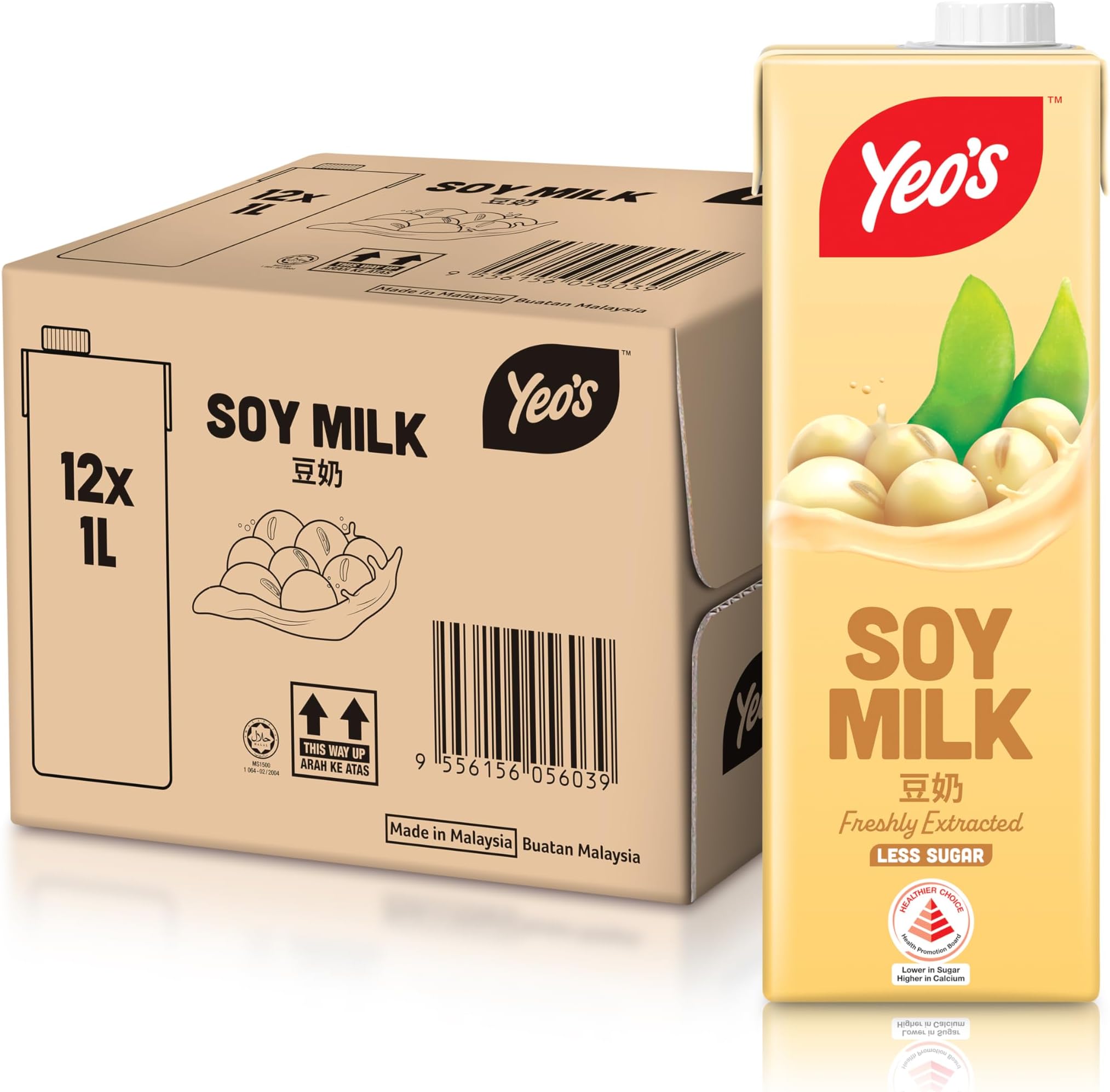 Yeo's Soy Milk Drink, 1 Liter (Pack of 12) Low Calorie