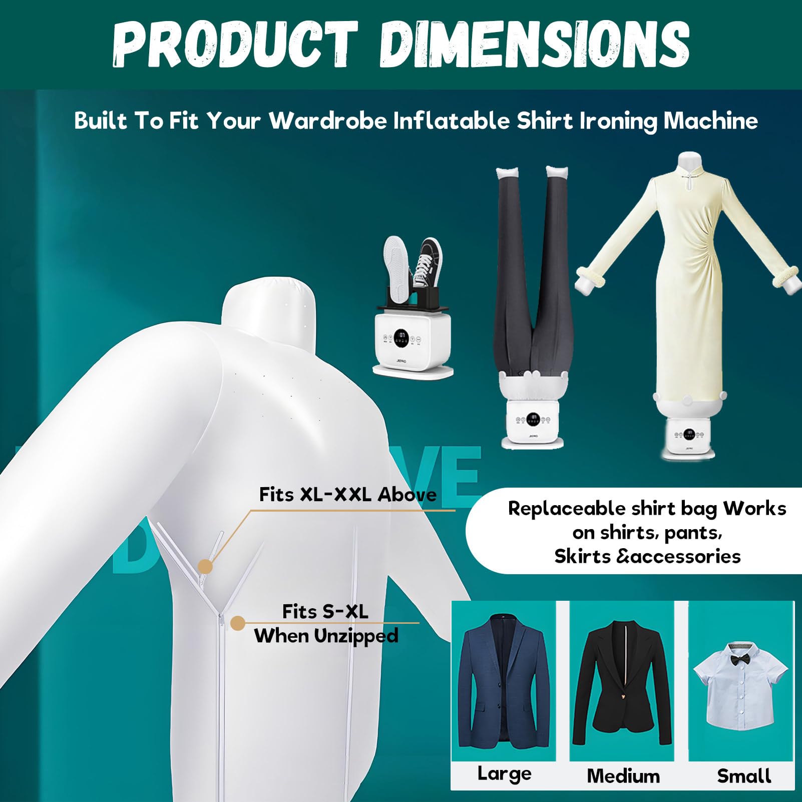 Stirapatrice Automatica a Mani libere con Asciugatura ad Aria Calda Rapida, rimozione efficiente delle Rughe per Camicie e Pantaloni, Ideale per Uso Domestico e Ufficio, Potenza 1400W