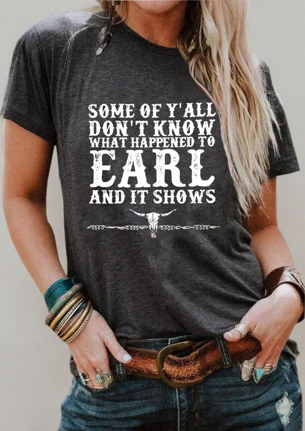 Country Music Shirt for Women Cow Skull Shirts Western Graphic T Shirts Rodeo Cowboy Short Sleeve Casual Tee Tops - Image 3