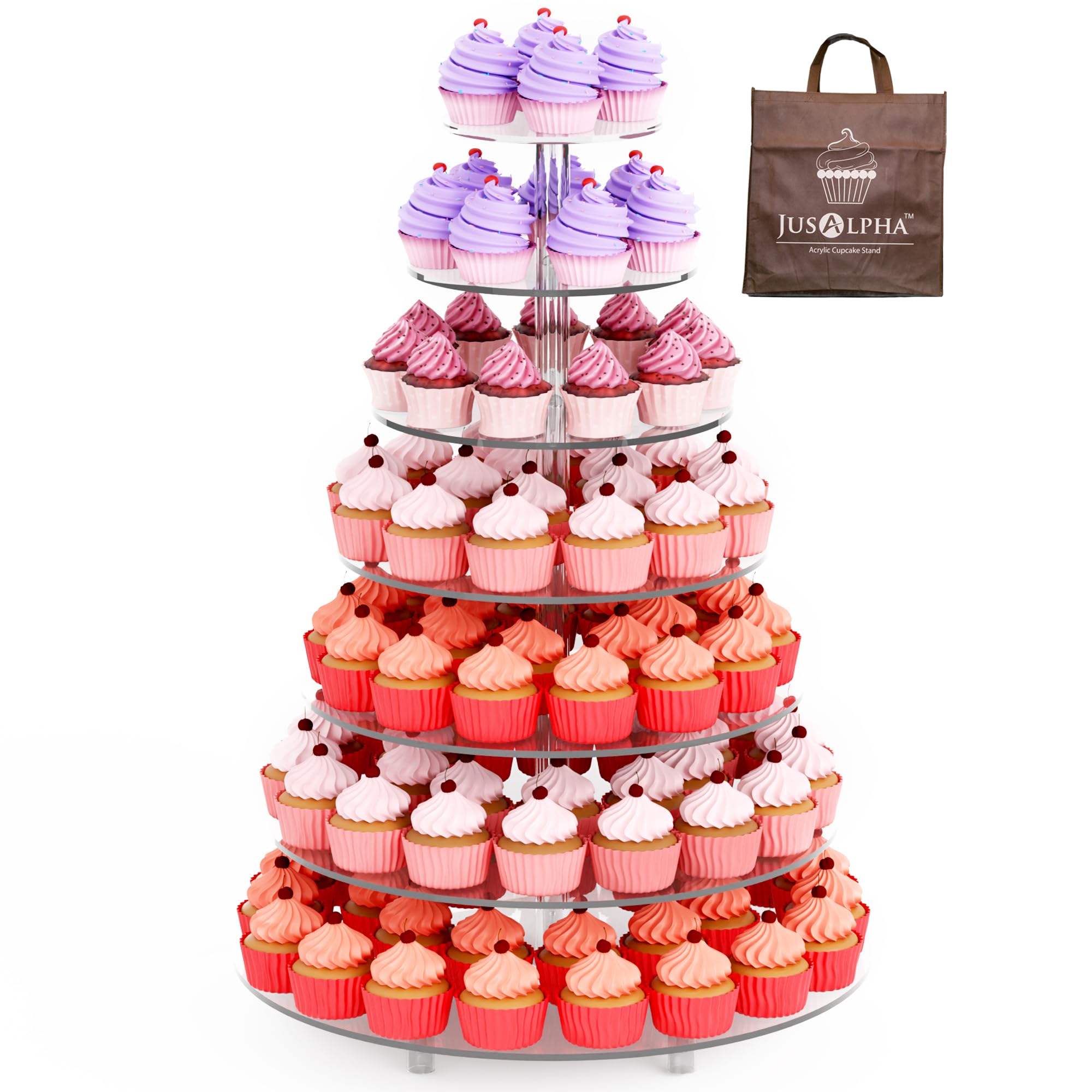 Jusalpha Large 7 Tier Acrylic Round Cake Stand