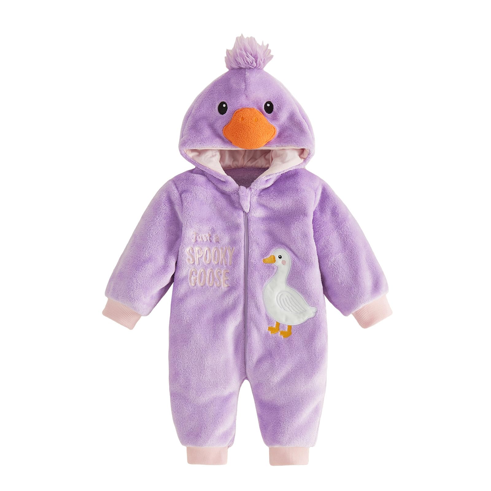 JJshengyixi Infant Fleece Jumpsuit Cartoon Winter Outfits Baby Rompers (Purple, 12-18 Months)