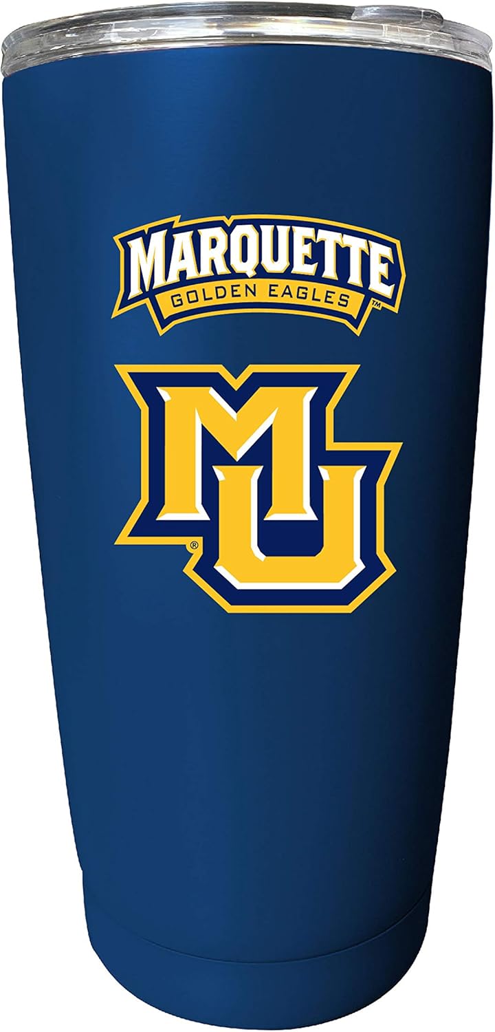 Marquette Golden Eagles 16 oz Insulated Stainless Steel Tumbler Straight - Navy. Officially Licensed Collegiate Product
