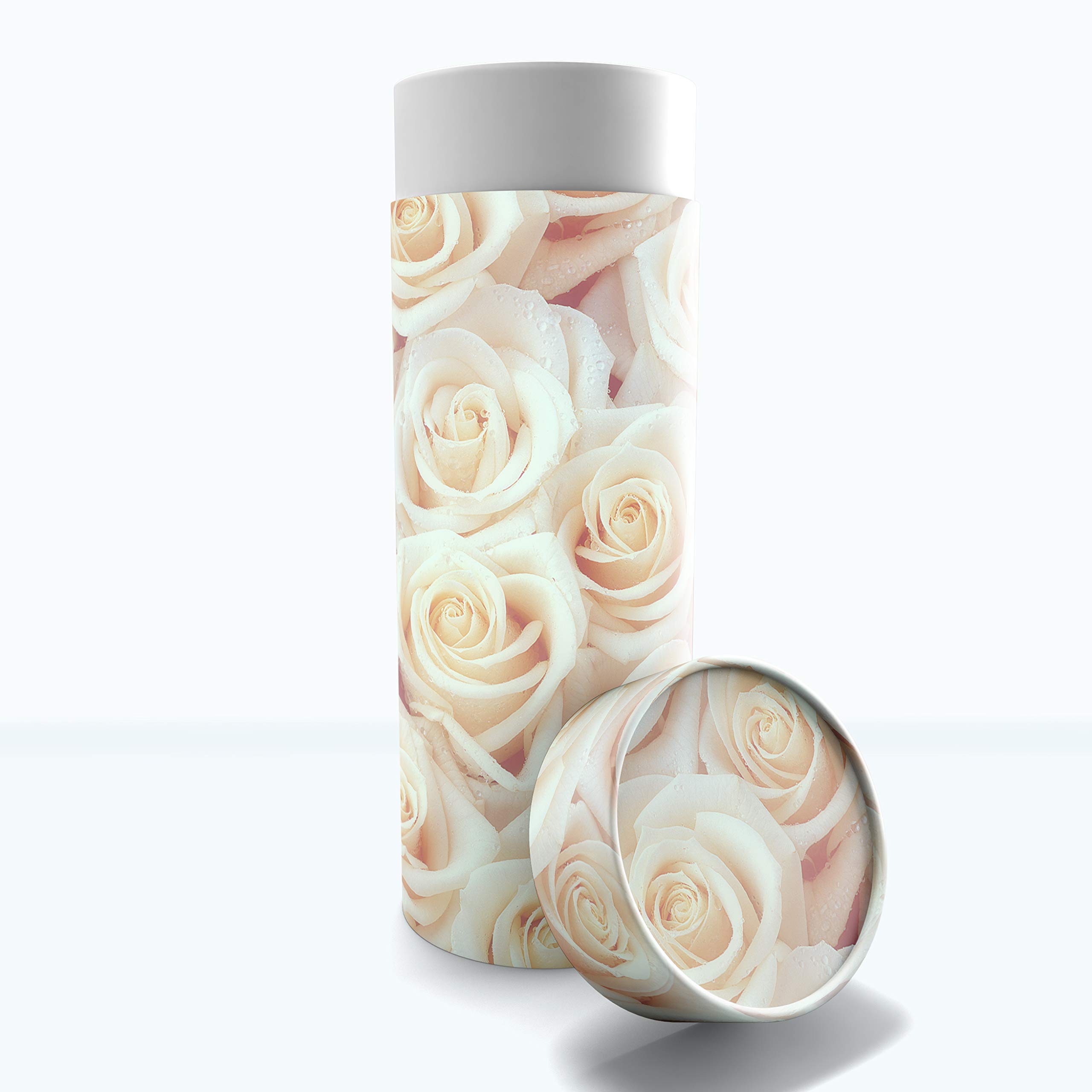 White Roses Scattering Tubes for Human Ashes TSA Approved Scattering Urn and Eco-Friendly Biodegradable Urns for Human Ashes & Biodegradable Urn for Burial at Sea