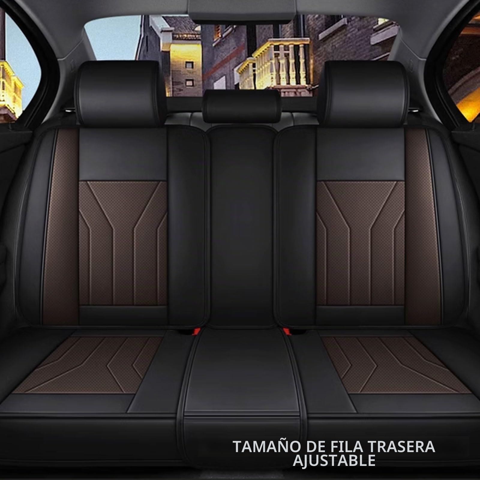 Fundas Asientos Coche, para Peugeot Rifter 2018 2019-2023 2024 2025, Fundas Asientos Coche Universales, Juegos de Cubreasientos Cuero Impermeables Coche Fundas Asientos Interior Accesorios(E(Black Cur