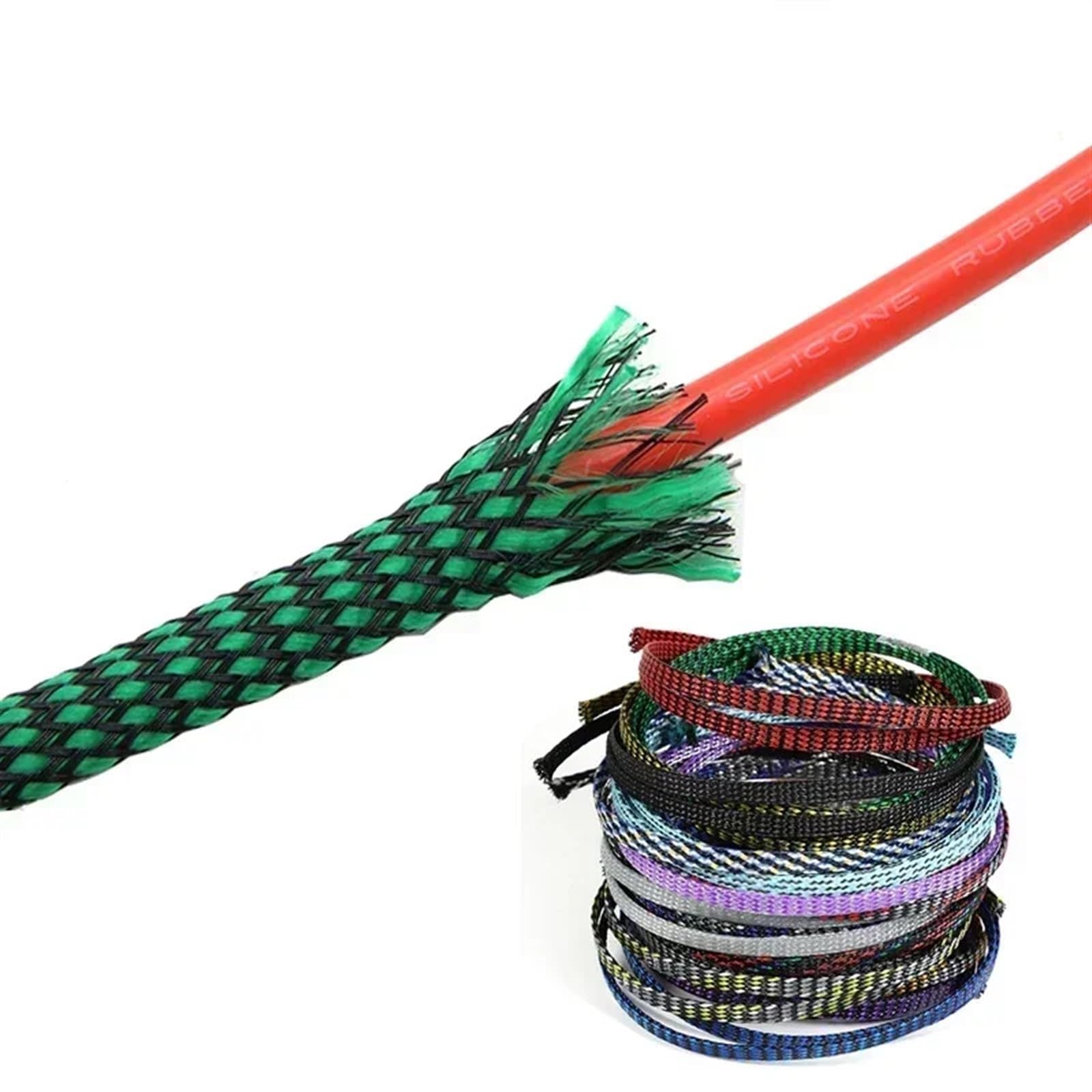 Funda Cables Electricos Funda Trenzada expandida de 1/5/20/50 m, Hilo algodón PP, Envoltura Alambre 4, 8 y 12 mm, protección Cables, arnés línea, Funda Cable(Blue Clear,12mm,50 Meters)