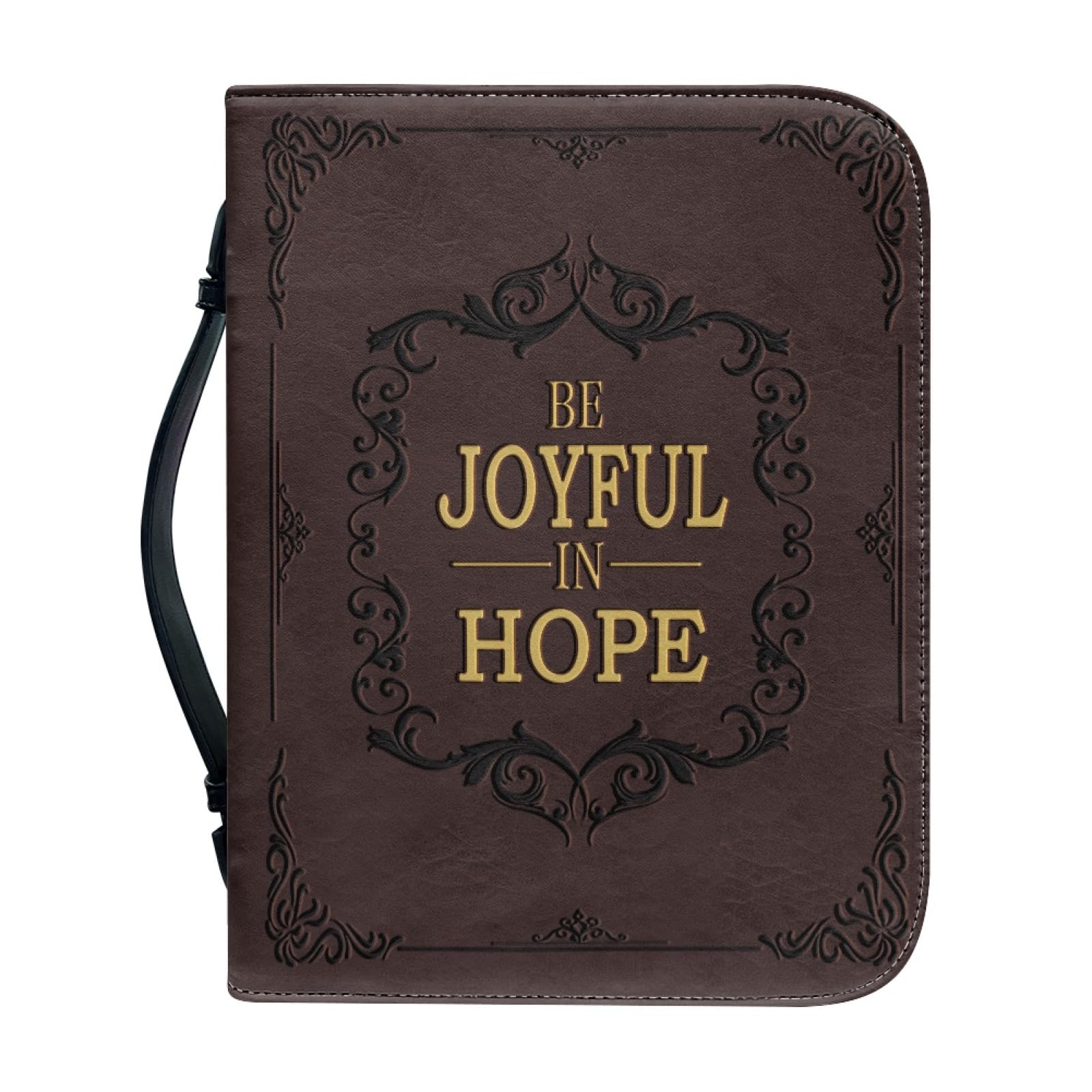 Dajingkj Bible Cover with Zip Large Leather Personalised Bible Bag Women Men Bag Bible Book Church Handbag Bags, Crucifix in Brown, X-Large