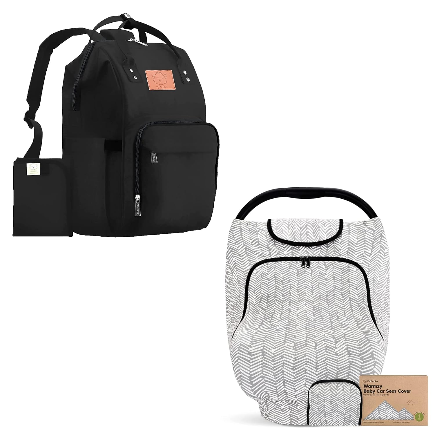 KeaBabies Diaper Bag Backpack and Car Seat Cover for Babies - Waterproof Multi Function Baby Travel Bags - Baby Car Seat Canopy for Spring, Autumn, Winter - Universal Stretch Fit Car Seat Covers