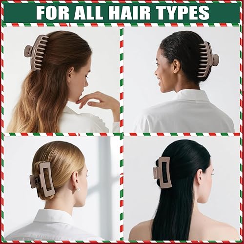 Miniatura 101 de TOCESS Paquete de 8 pinzas grandes para el cabello para mujer, pinzas de garra grandes para cabello fino y rizado, agarre fuerte de los años 90