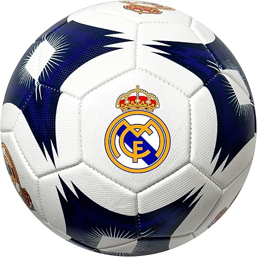 Icon Sports Balón de fútbol Real Madrid, para todas las edades, tallas 2,4 y 5, con licencia R. Madrid White Ball