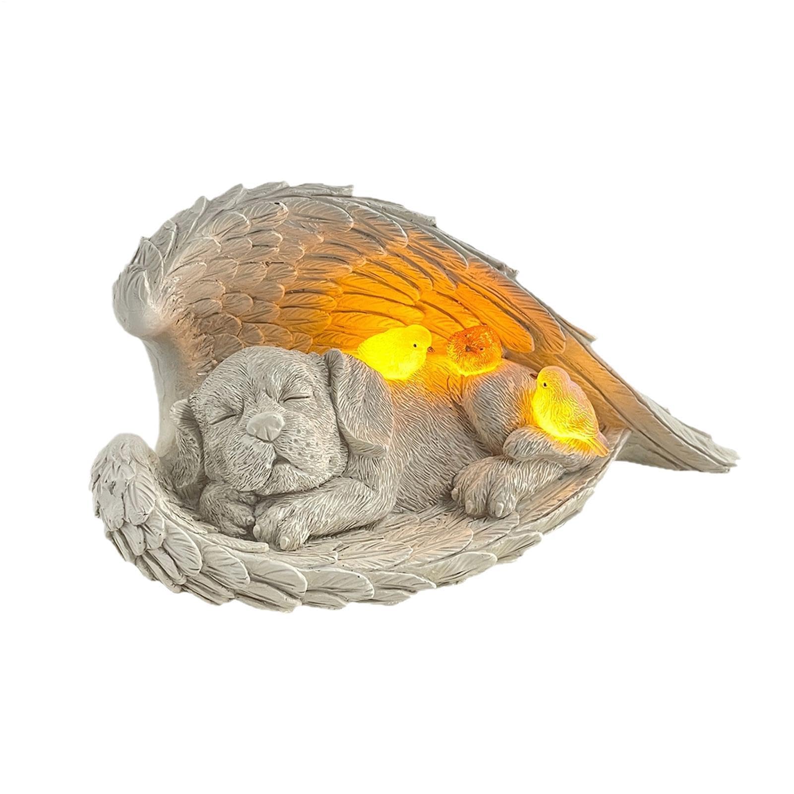 Generico Statua Cane Angelo Con Luce Solare Per Decorazione Commemorativa