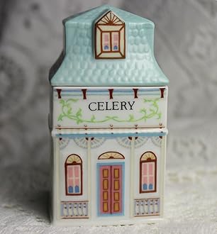 Lenox 'Spice Village' Porcelain Victorian House Spice Jar - Celery