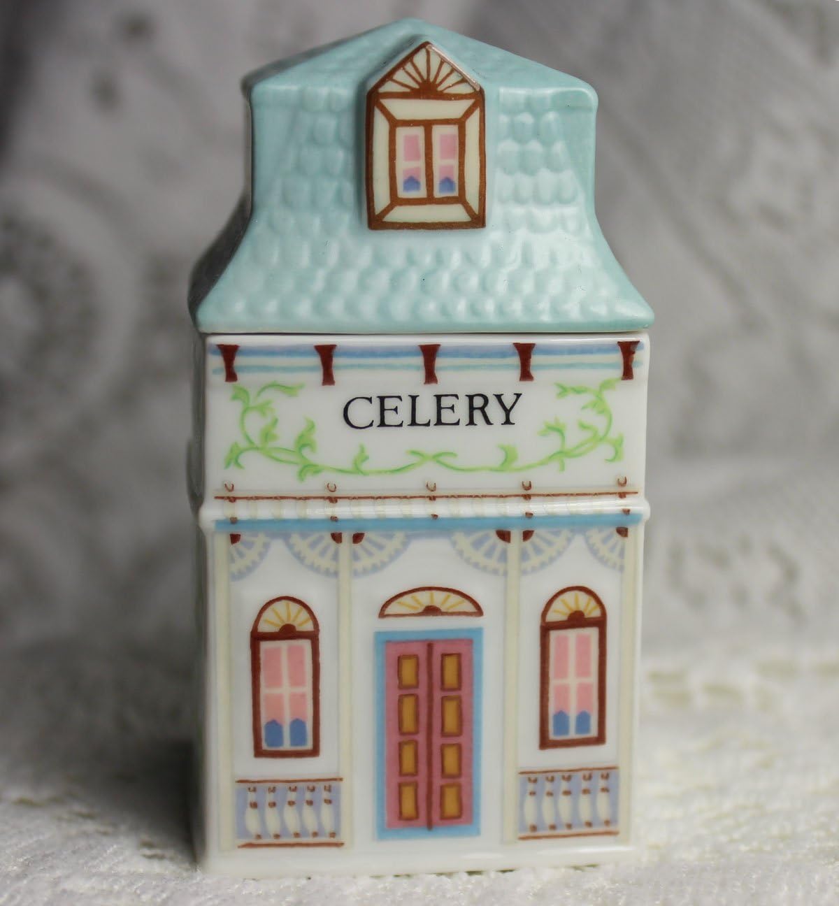 Lenox 'Spice Village' Porcelain Victorian House Spice Jar - Celery