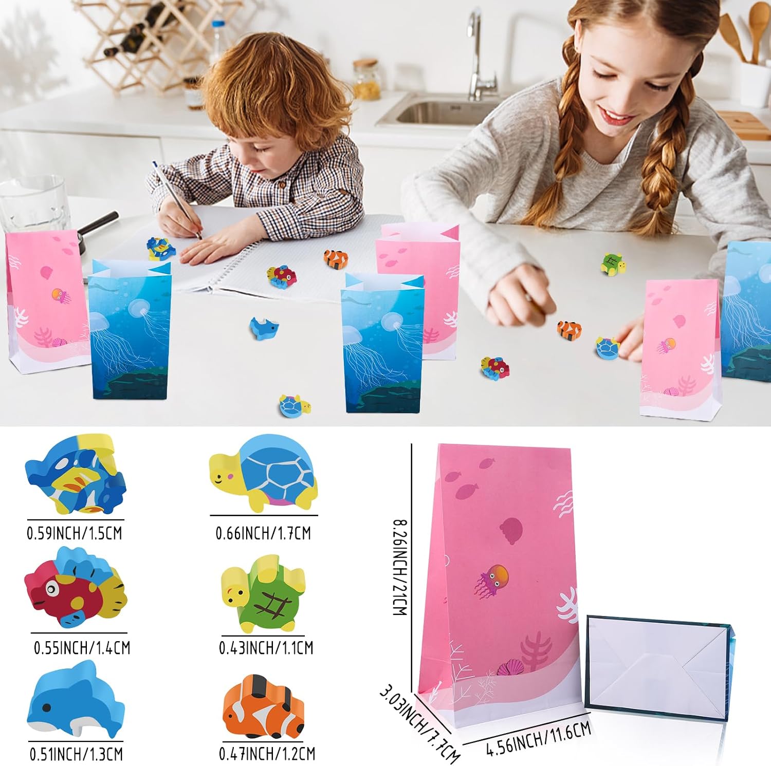 196Pcs Under the Sea Party Favors Sea Party Bags Make Sea Animal Stickers Slap Bracelets Keychains Rings Stamps Tattoo for Ocean Sea Party Decor Goodies Bag Fillers
