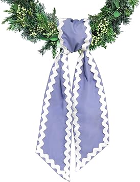 Wreath Sash for Front Door Light Blue Cotton Wreaths Satin Sash Burlap Garland Ribbon Accessories for Wreath Yard Doorway Indoor Outdoor Bow Bridal Shower Home Decor,5.11 x 55.1in