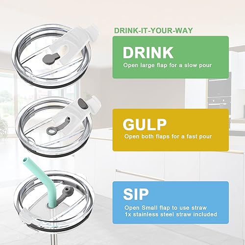 Miniatura 6 de Zenbo Vaso de 40 onzas con asa, cuerpo a prueba de sudor, apto para lavavajillas, 2 unidades1 paquete