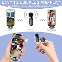 Vista 5 de Micrófono de solapa inalámbrico para grabación de video de iPhone, micrófono con clip, mini micrófono de solapa para entrevistas de iPhone, podcast