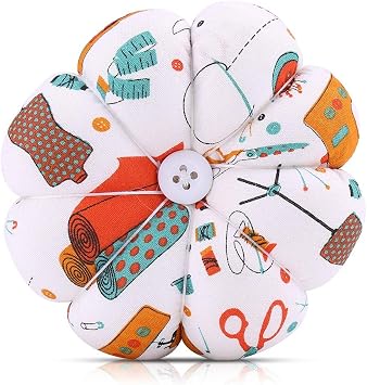 DEWIN Pin Cushion - Pin Cushion Emery Pin Cushion Pin Cushion 3 in Diameter, Wrist Pin Cushion, Pumpkin Fabric Sewing Needles Pin Cushion, with Elastic Wrist Belt, 1 PCS, 3 Colors Color 2