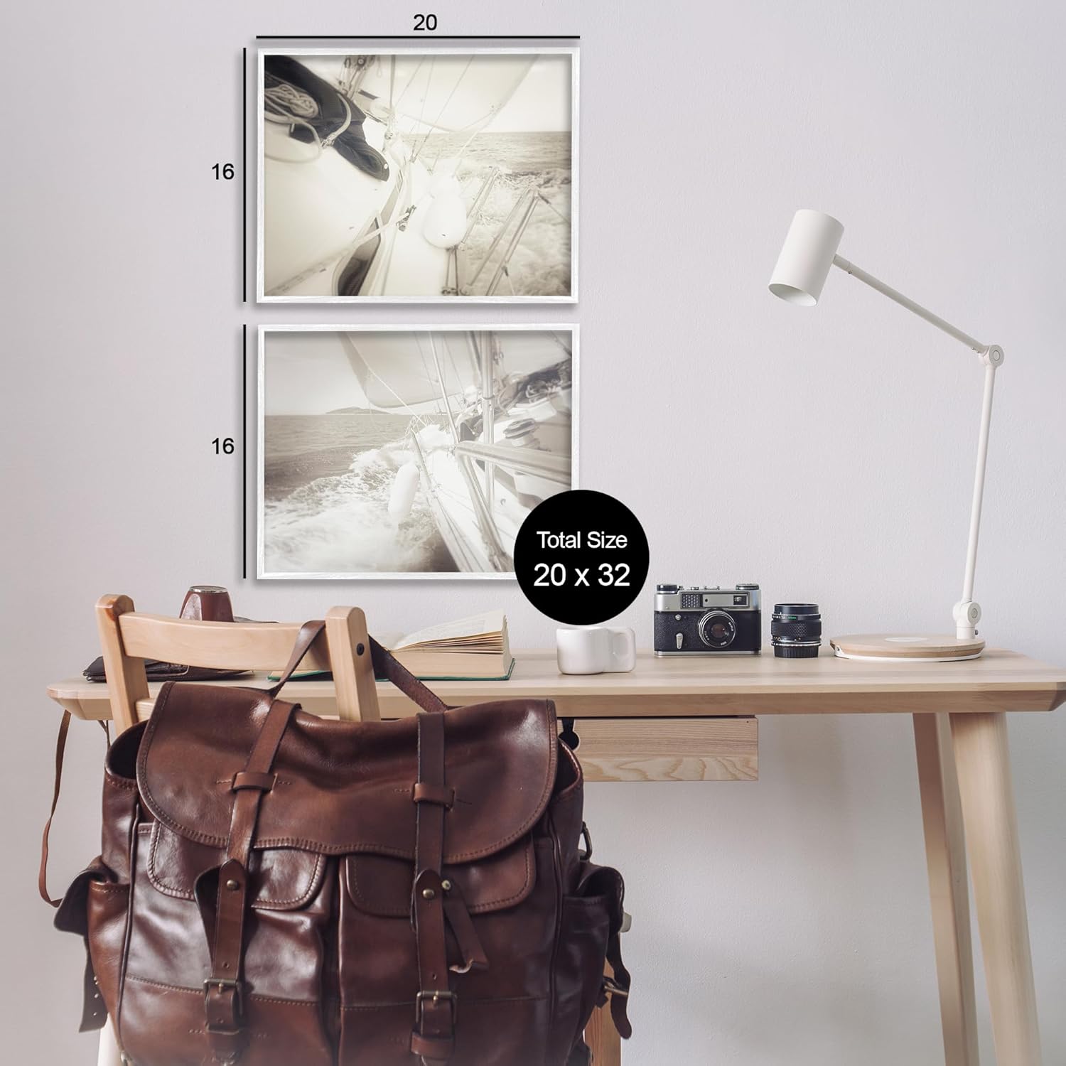 Stupell Industries Sailing Clear Summer Day 2pc White Framed Giclee Wall Art Set Design by Graffi*tee Studios, 20 x 16