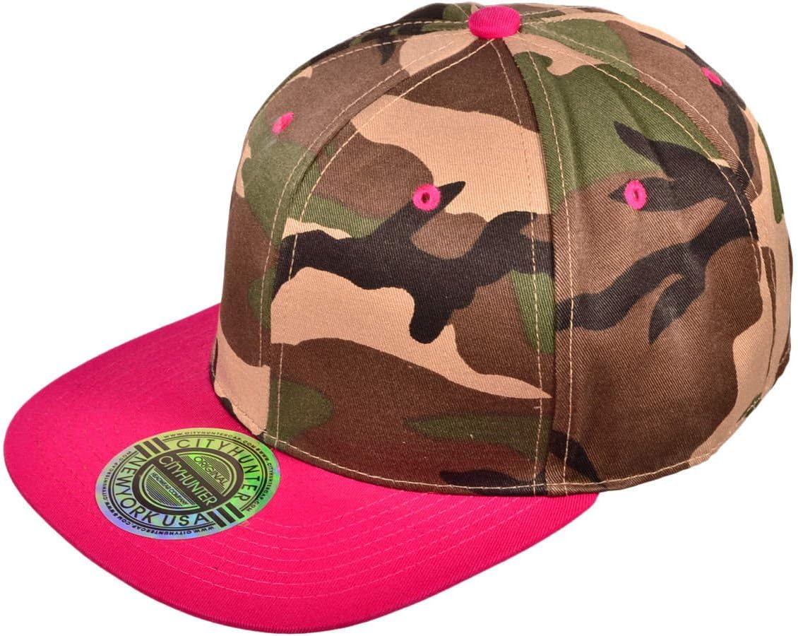 hadoniapers Ht_chc-cf919t-cam/fuc Wholesale Cotton Flat Bill Blank/Plain Snapback Hats w/ Green Underbill (Woodland Camo/Fuchsia) Hat Cap Head Hair Snap Back Snapback Hair Buwhol