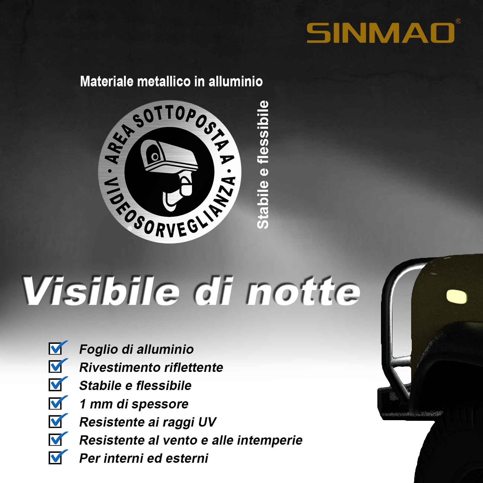 Cartelli Videosorveglianza 5 Pezzi - Alluminio 15x15cm Per Esterno GDPR - Foto 7